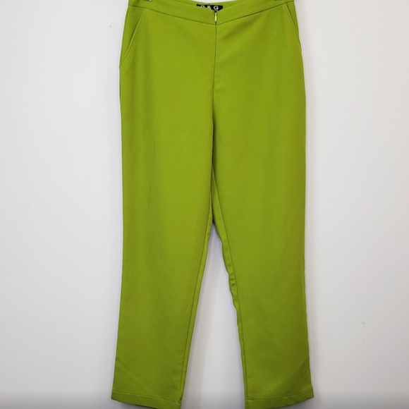 90s vibe chartreuse trouser delight - Picture 2 of 9